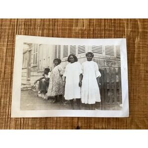 Vintage Black and White Photo Women in Dresses Building Exterior Snapshot 049